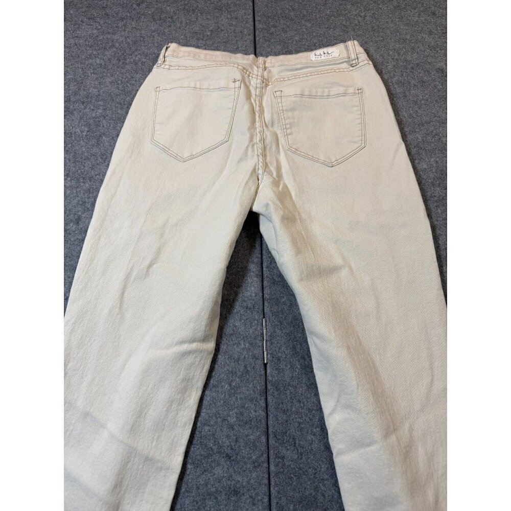 Nicole Miller Jeans Womens 8 Cream Cotton Soho High Rise Ankle Skinny Frayed Hem - Picture 2 of 7